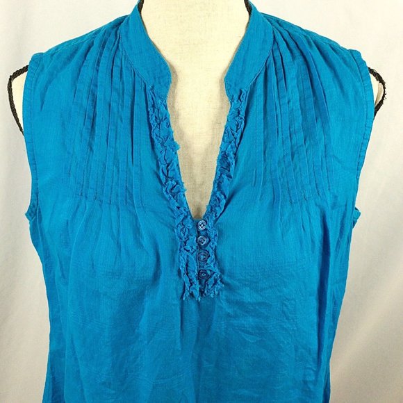 Vintage DCC Missy Tank Top Womens Size Large Ruffle V-Neck Lightweight - Picture 5 of 6
